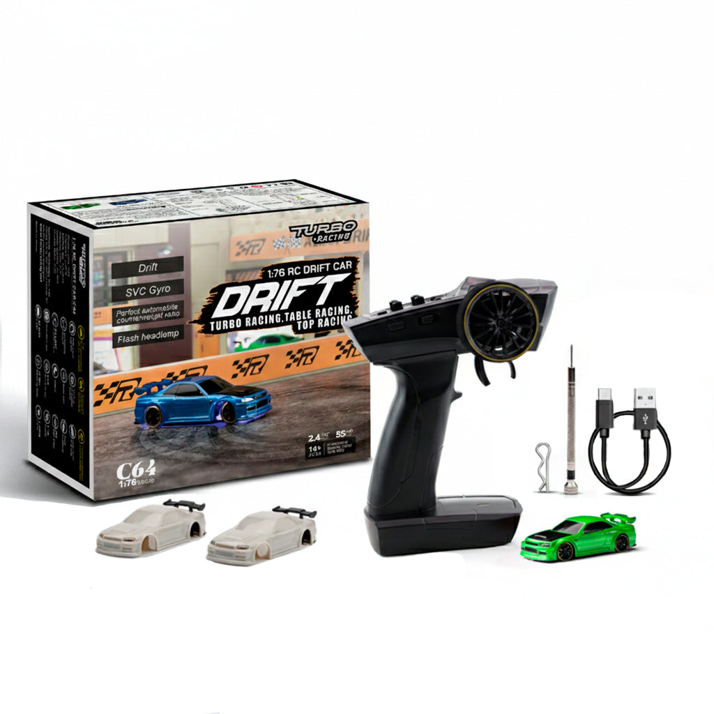 Turbo Racing 1:76 Drift RC Car With Gyro Radio Full Proportional Remote Control Toys