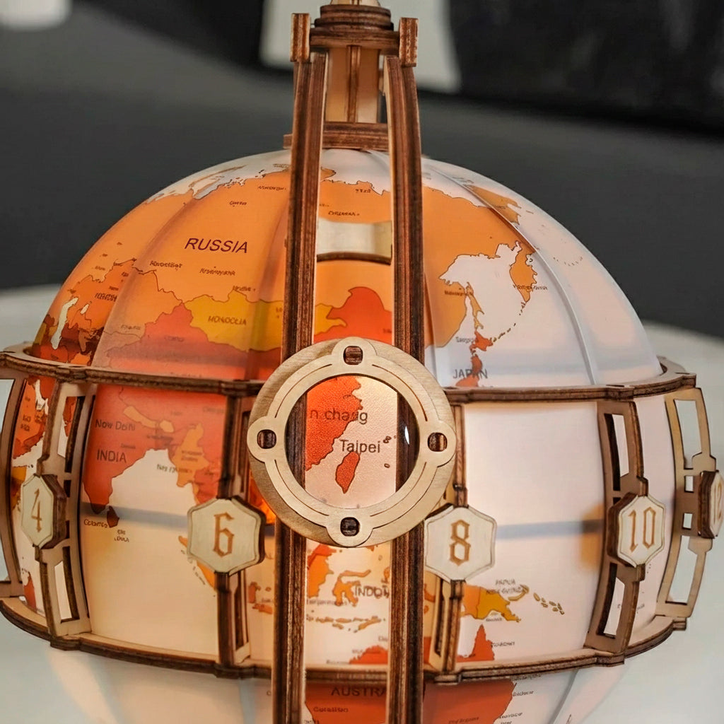 ROKR Luminous Globe – 3D Wooden Model Kit with Ambient Light