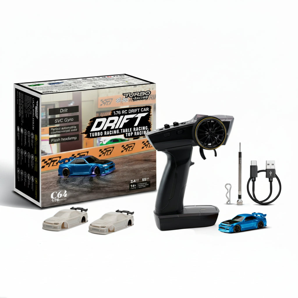 Turbo Racing 1:76 Drift RC Car With Gyro Radio Full Proportional Remote Control Toys